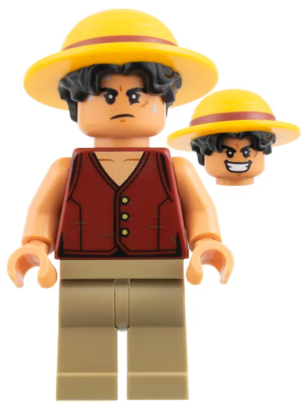 Monkey D. Luffy - Hair Combo, Straw Hat with Black Hair, Dark Tan Legs