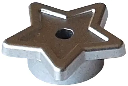 Metallic Silver Plate, Round 1 x 1 with Star and Small Pin Hole