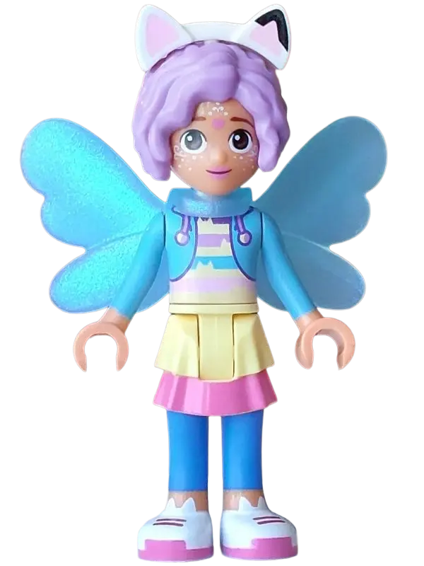 Gabby - Medium Azure Hoodie, Layered Skirt over Blue Leggings, Medium Lavender Hair, Wings Fairy