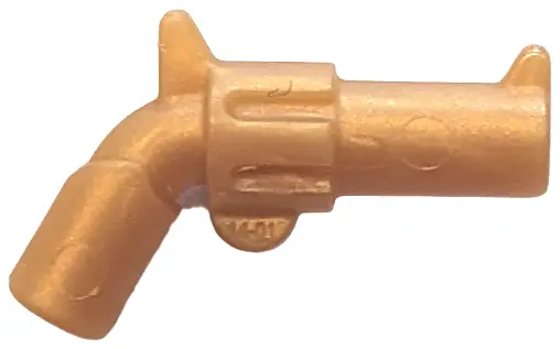 Pearl Gold Minifigure, Weapon Gun, Pistol Revolver - Large Barrel and Hollow Handle