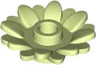 Yellowish Green Plant Flower 2 x 2 Round with 16 Petals (Sunflower) with Open Stud