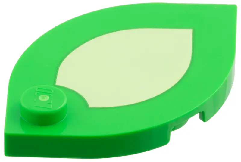 Bright Green Tile, Round 3 x 3 Pointed Oval with Stud with Yellowish Green Auricle Pattern