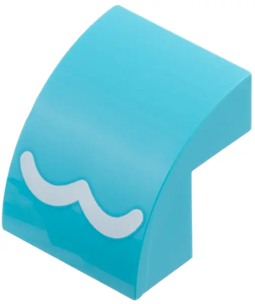 Medium Azure Slope, Curved 2 x 2 x 1 2/3 with White 'w' Wave Pattern