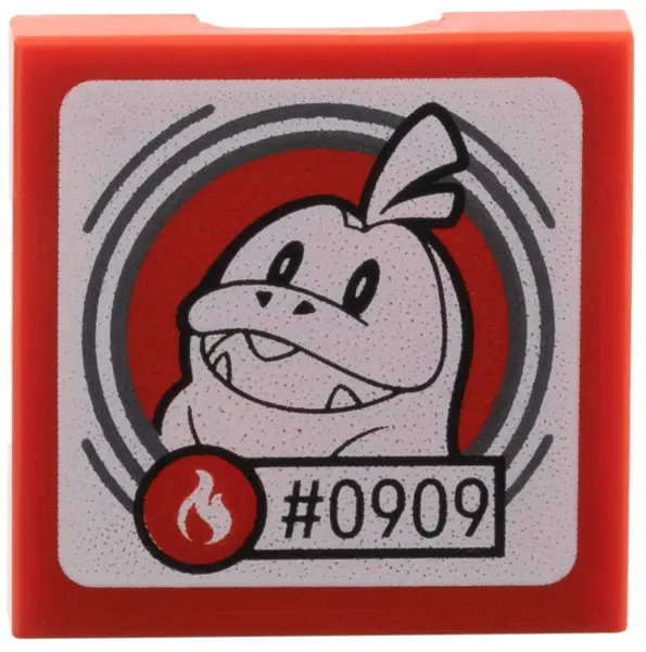 Red SMART Tag Tile 2 x 2 with Fuecoco '#0909' Pattern