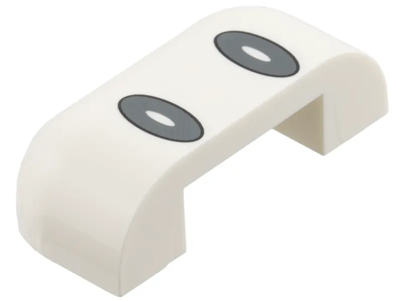 White Brick, Round Corner 2 x 4 Double without Studs with Dark Bluish Gray Oval Eyes Pattern