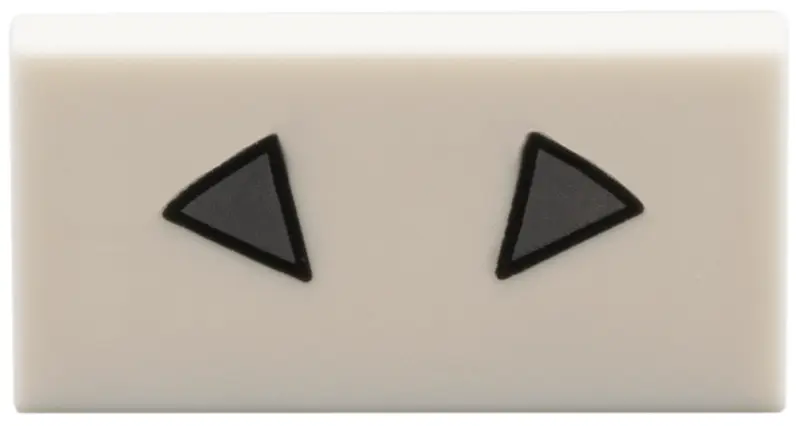 White Tile 1 x 2 with Dark Bluish Gray Triangles Pattern