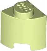 Yellowish Green Brick, Round 1 x 1 Quarter