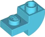 Medium Azure Slope, Curved 2 x 1 Inverted with Recessed Stud