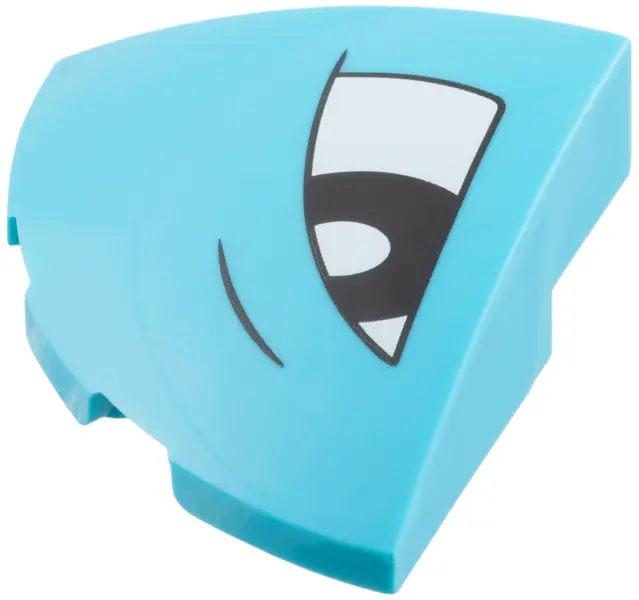 Medium Azure Slope, Curved 3 x 3 Corner Round with White Triangle Eye, Black Eyebrow and Pupil Patte