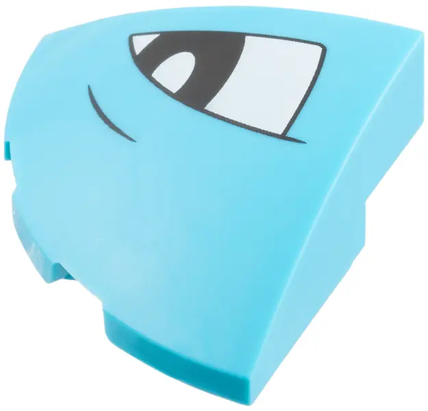 Medium Azure Slope, Curved 3 x 3 Corner Round with White Triangle Eye, Black Eyebrow and Pupil Patte
