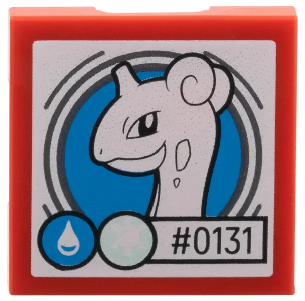Red SMART Tag Tile 2 x 2 with Lapras '#0131' Pattern