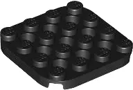 Black Plate, Round 4 x 4 with Rounded Corners and 9 Holes