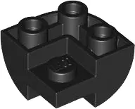 Black Slope, Curved 2 x 2 Inverted Corner with Recessed Stud