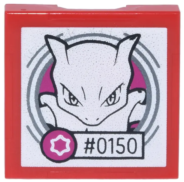 Red SMART Tag Tile 2 x 2 with Pokémon Mewtwo '#0150' Pattern