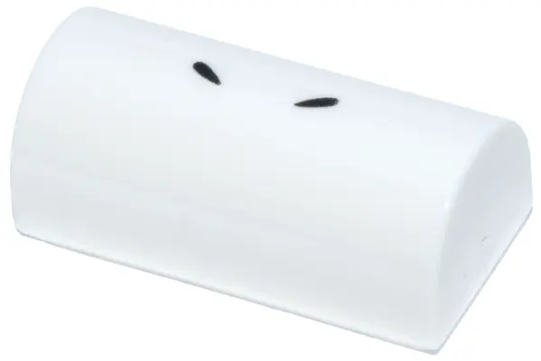 White Slope, Curved 1 x 2 x 2/3 Double with 2 Black Curved Lines Pattern (Pokémon Mewtwo Nostrils)