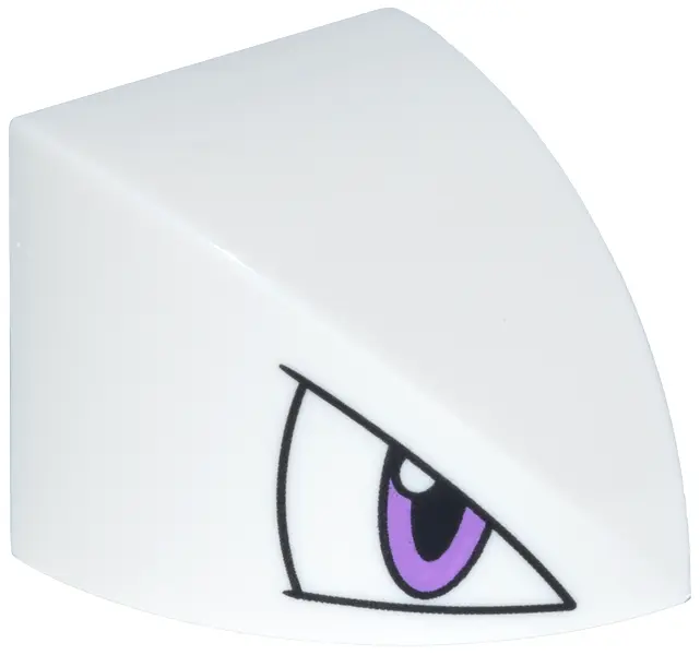 White Slope, Curved 2 x 2 Double Convex Corner with Eye, Medium Lavender Iris Pattern Model Left Sid