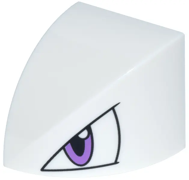 White Slope, Curved 2 x 2 Double Convex Corner with Eye, Medium Lavender Iris Pattern Model Right Si