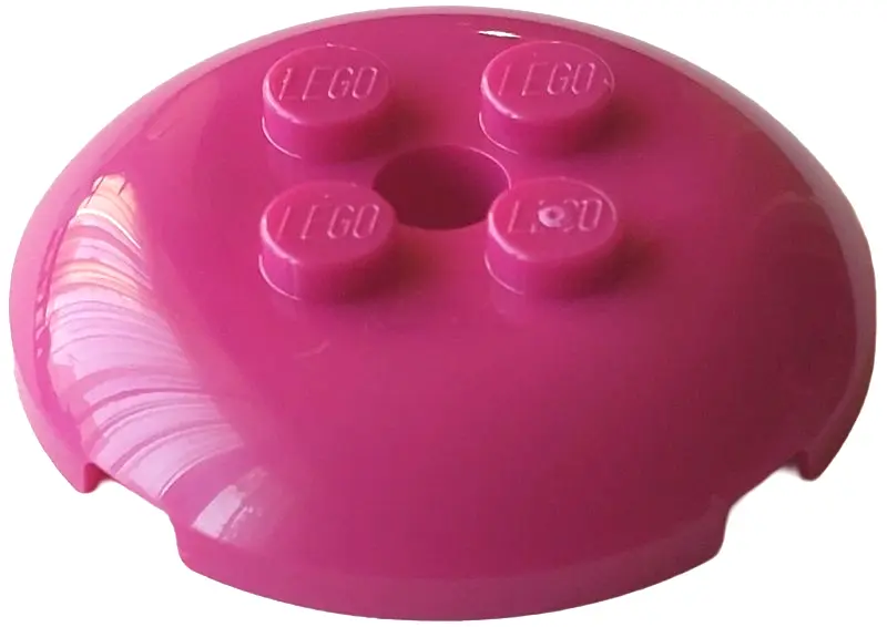 Magenta Brick, Round 4 x 4 x 2/3 Dome Top with Hole