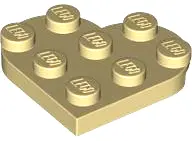 Tan Plate, Round 3 x 3 Heart