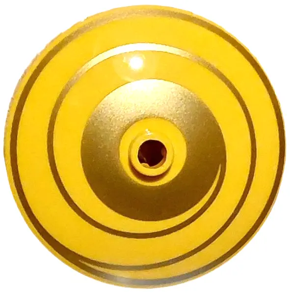 Yellow Dish 4 x 4 Inverted (Radar) with Open Stud with Gold Spiral Swirl and Circle around Center Pa