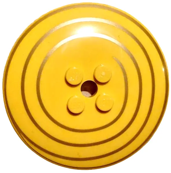 Yellow Dish 6 x 6 Inverted (Radar) - Solid Studs with Gold Spiral Swirl Pattern