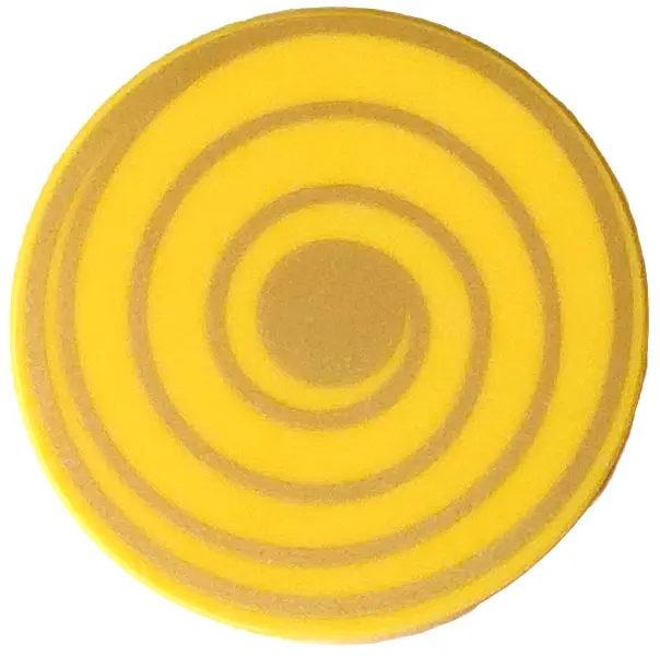 Yellow Tile, Round 3 x 3 with Gold Spiral Swirl and Center Circle Pattern