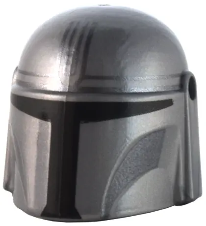 Flat Silver Minifigure, Headgear Helmet with Holes, SW Mandalorian with Silver Lines and Cheek Inden