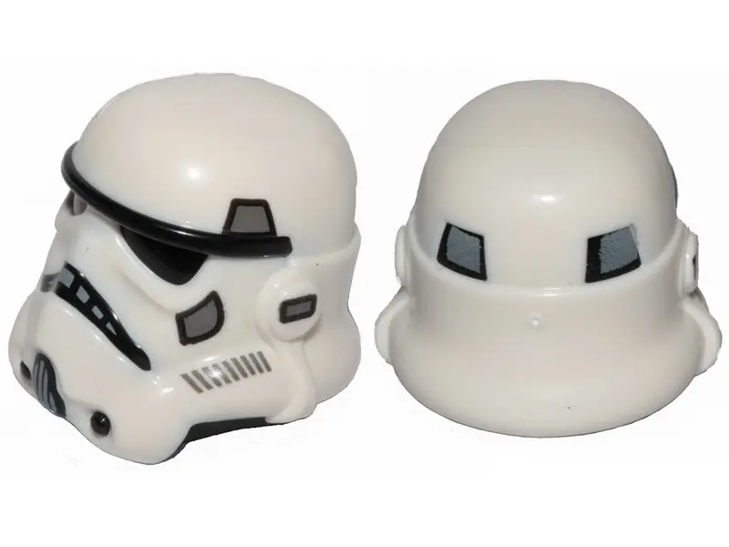 White Minifigure, Headgear Helmet SW Stormtrooper with Molded Black Forehead, Eyes, Nose, Chin, and 