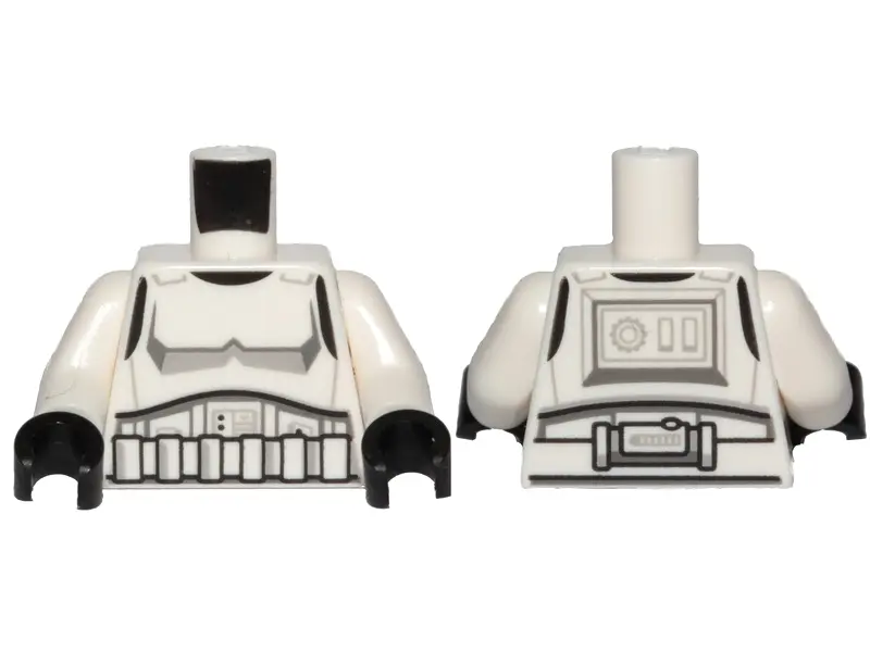 White Torso SW Armor Stormtrooper, Simplified Armor with Shoulder Belts Pattern / White Arms / Black