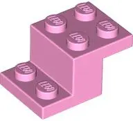 Bright Pink Bracket 3 x 2 x 1 1/3 with Bottom Stud Holder