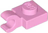 Bright Pink Plate, Modified 1 x 1 with Open O Clip (Horizontal Grip)