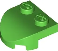 Bright Green Brick, Round 2 x 2 x 2/3 Half Circle Extended with 2 Studs and Curved Top