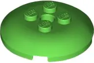 Bright Green Brick, Round 4 x 4 x 2/3 Dome Top with Hole