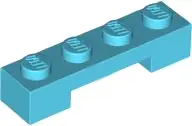 Medium Azure Brick, Modified 1 x 4 x 2/3 with 1 x 2 Plate Cutout