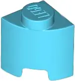 Medium Azure Brick, Round 1 x 1 Quarter