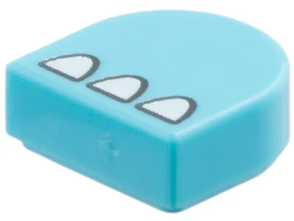 Medium Azure Tile, Round 1 x 1 Half Circle Extended with 3 White Toenails Pattern
