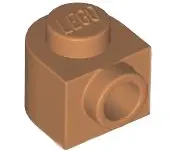 Medium Nougat Brick, Round 1 x 1 x 2/3 Half Circle Extended with Stud on Side