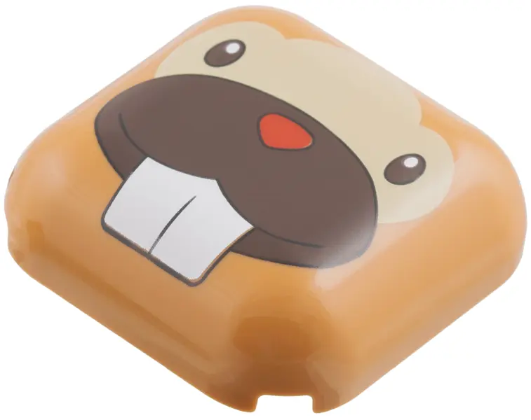 Medium Nougat Brick, Round 4 x 4 without Studs with Bidoof Face, Tan Forehead, Black Eyes, Red Nose,