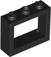 Black Window 1 x 3 x 2 Flat Front
