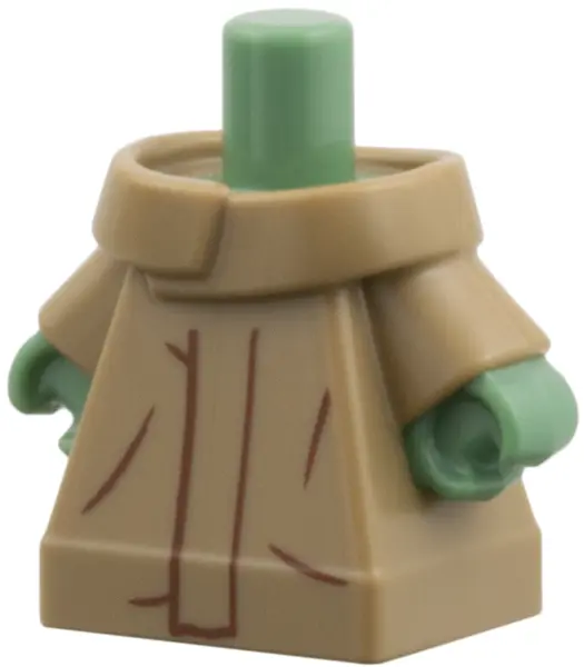 Dark Tan Body Baby / Toddler Long Robe with Fixed Arms with Molded Sand Green Neck and Hands and Pri