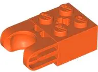 Reddish Orange Technic, Brick Modified 2 x 2 with Ball Socket and Axle Hole - Straight Forks with Ro