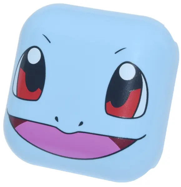 Bright Light Blue Brick, Round 4 x 4 without Studs with Black Eyes with Red Irises and White Glints,