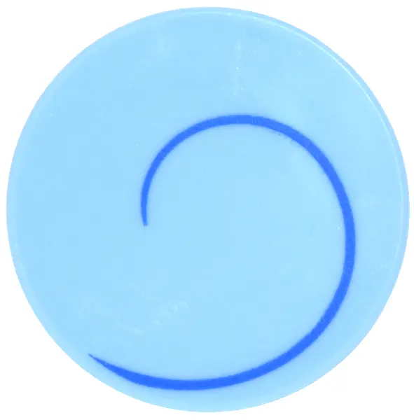 Bright Light Blue Tile, Round 2 x 2 with Bottom Stud Holder with Blue Spiral Pattern Model Right Sid