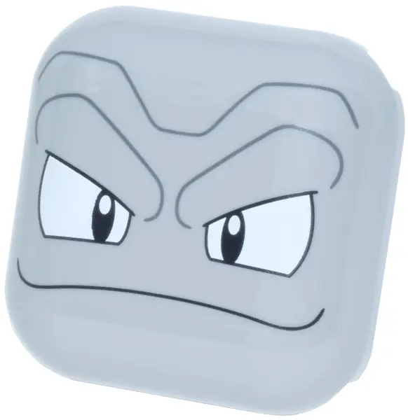 Light Bluish Gray Brick, Round 4 x 4 without Studs with Black and White Eyes and Mouth, Dark Bluish 
