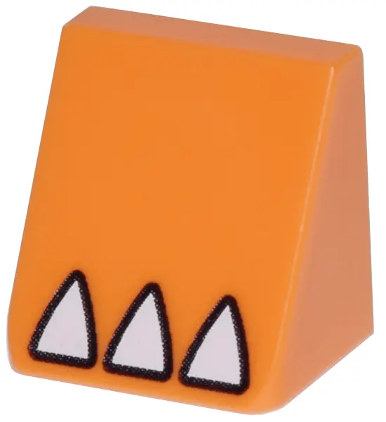 Orange Slope 30 1 x 1 x 2/3 with White Triangle Claws with Black Outline Pattern