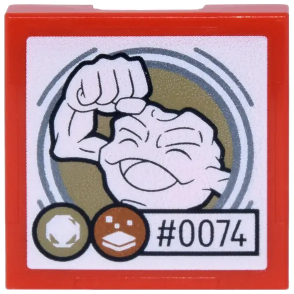 Red SMART Tag Tile 2 x 2 with Pokémon Geodude '#0074' Pattern