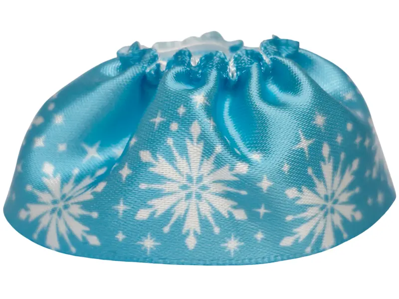 White Duplo Wear Cloth Skirt Satin with Snowflakes and Sparkles on Medium Azure Background Pattern