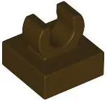 Dark Brown Tile, Modified 1 x 1 with Open O Clip