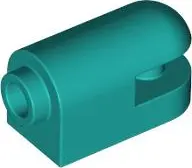 Dark Turquoise Brick, Round 1 x 2 with Stud on 1 End, Cutaway with Bar on 1 End