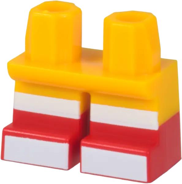 Bright Light Orange Legs Short with Molded Red Lower Legs / Boots and Printed White Stripes on Legs 
